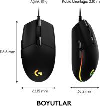 LOGITECH G102 910-005823 G102 LightSync Black 8000DPI 6 Tuş Optik RGB Siyah Kablolu Gaming (Oyuncu) Mouse - 5